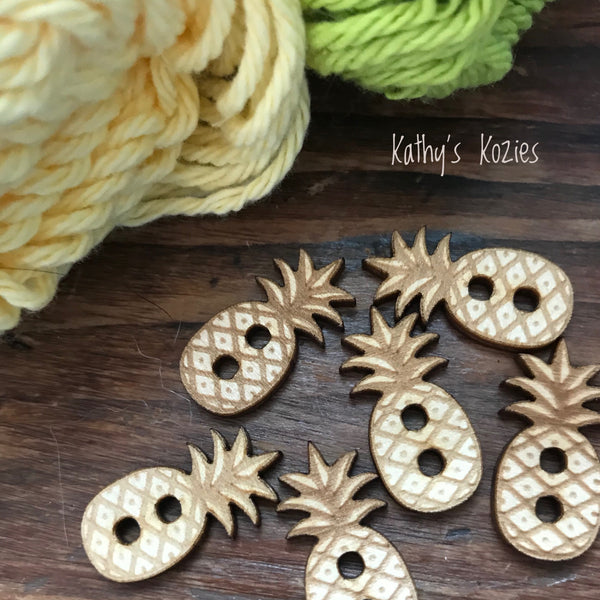 Birch wood Pineapple buttons by Kathy’s Kozies