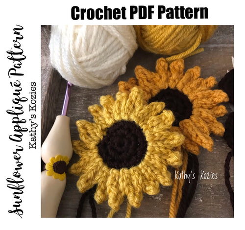 PDF PATTERN ONLY - Crocheted Sunflower Applique