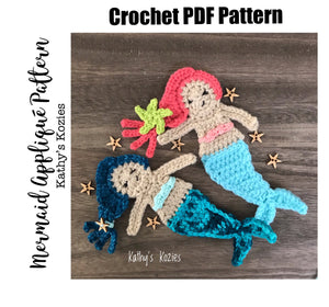 PDF PATTERN ONLY - Crochet Mermaid Applique
