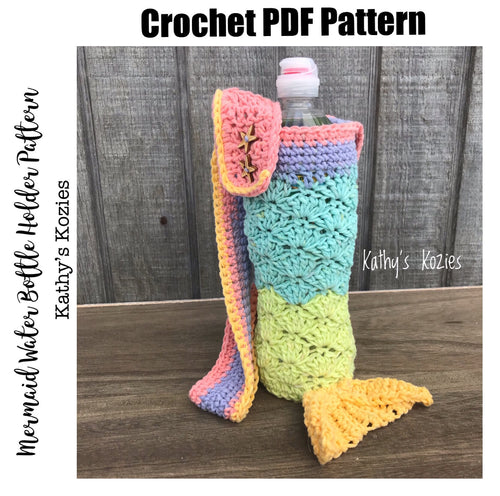 PDF PATTERN ONLY - Crochet Mermaid Water Bottle Holder