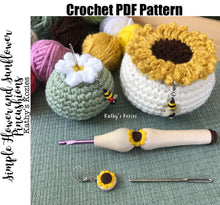 PDF PATTERN ONLY Simple Flower and Sunflower Crochet Pincushion