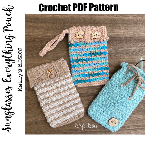 PDF PATTERN ONLY - Crochet Sunglass Everything Case / Phone Pouch / Wristlet / Drawstring /