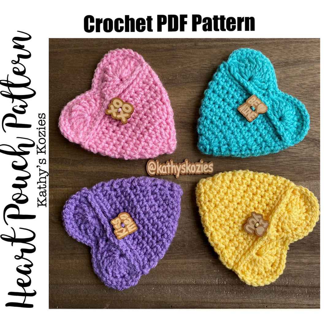 PDF PATTERN PNLY - Crochet Heart Pouch Pattern